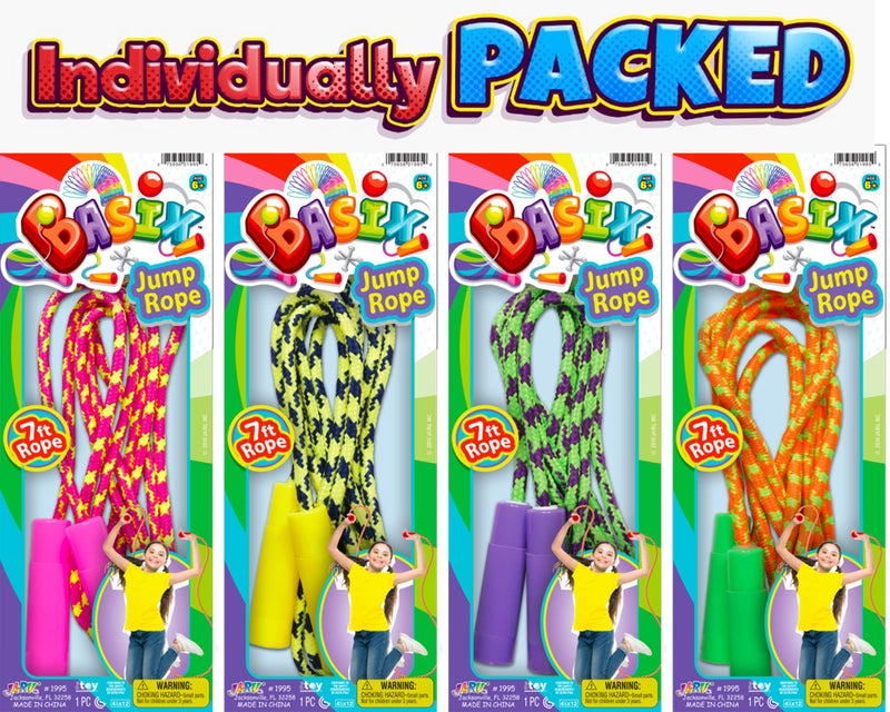 JA-RU 7ft Adjustable Jump Rope for Kids (2-Pack) â€“ Nylon Braided Skipping Rope for Kids | Playground Toys & Recess Equipment for Elementary School | Gymnastics Party Favors. 1995-2p - Image 2